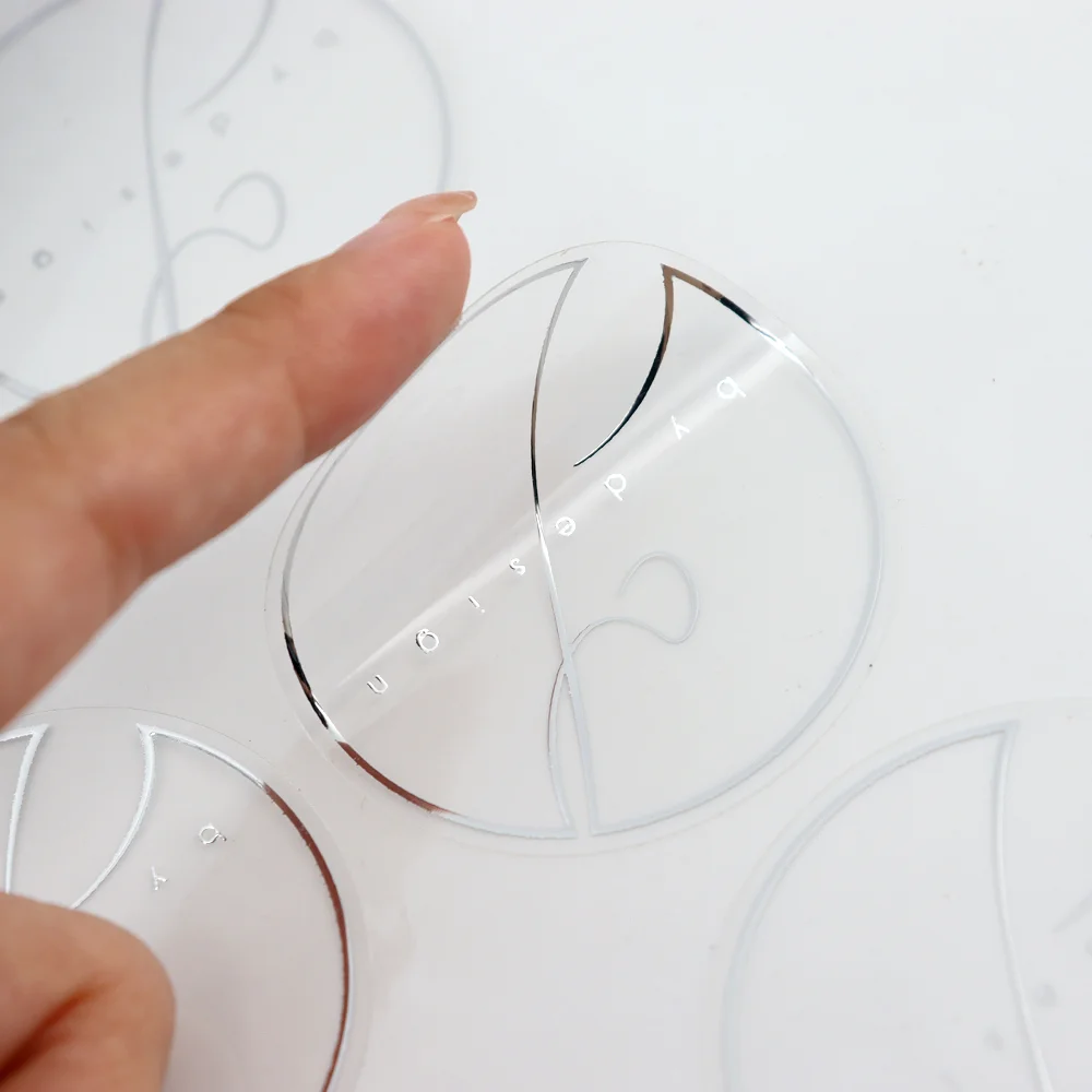 Personalized Self Adhesive Label Clear gold sliver foil hot stamping Labels Custom Text Logo Transparent Stickers