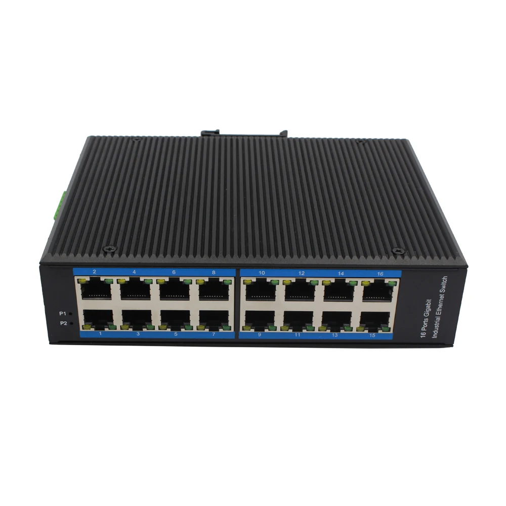 16 RJ45 port Gigabit  Industrial Fiber Ethernet Switch 16* 10/100/1000M RJ45 port with Din-rail wall mount