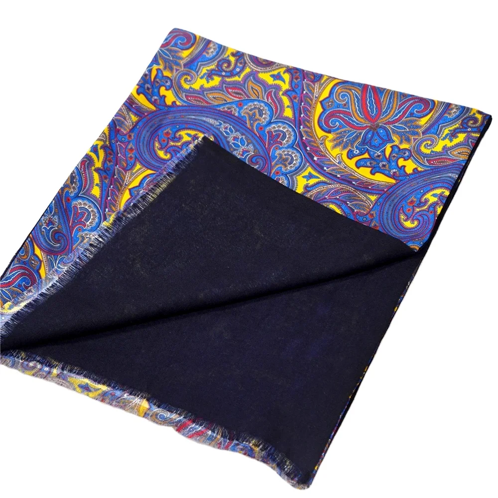 Amz Brand Dynastyle Custom Screen Printing Man Fashion Paisley 100% Pure Silk Scarves Handmade