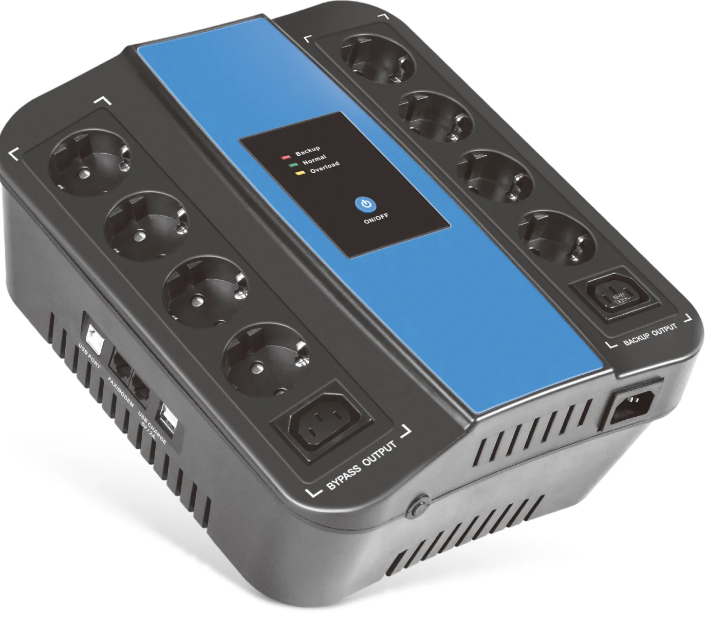 650VA 850va with 8 pcs Shuko CEE7 outlet USB port 230Vac with 1 pc 12V 7Ah built-in battery