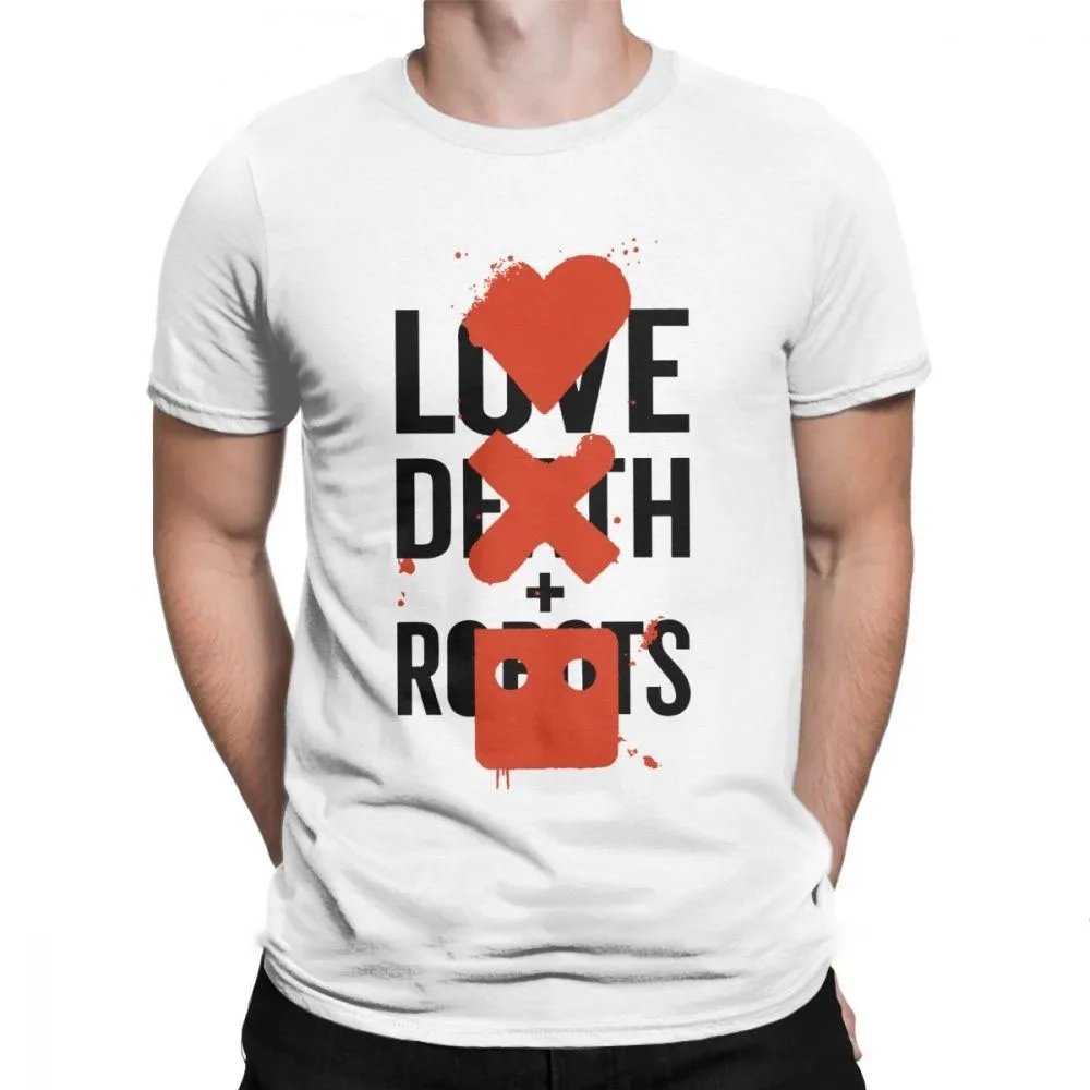 
Cool Love Death And Robots T-Shirt Big Fan Tee Shirt Heavy Rock Sci Fi TV T Shirt Oversize Streetwear Men Cotton Clothing 