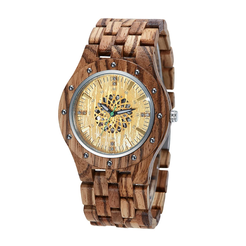 SOPEWOD Hot Sale Minimalist Chronograph Men Wrist Wooden Watches Mechanical Movement Watches