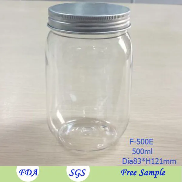 500ml Food Grade Jar Oval Shape Plastic Bottle Empty Honey Round Candy Container With Lid