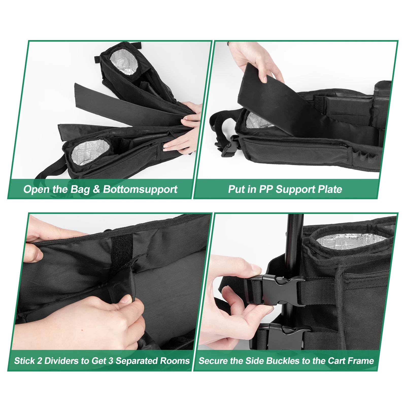 Latest Design Fordable Golf Car Trunk Storage Organizer Nylon Golf Cart Front Storage Basket With Insulated Cup Holders