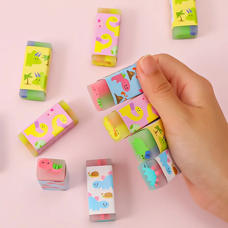 Creative Easy Clean Funny 4B Cartoon Cute Candy dinosaur Soft Erasers For Kids Rubber Kawaii Stationery School Office