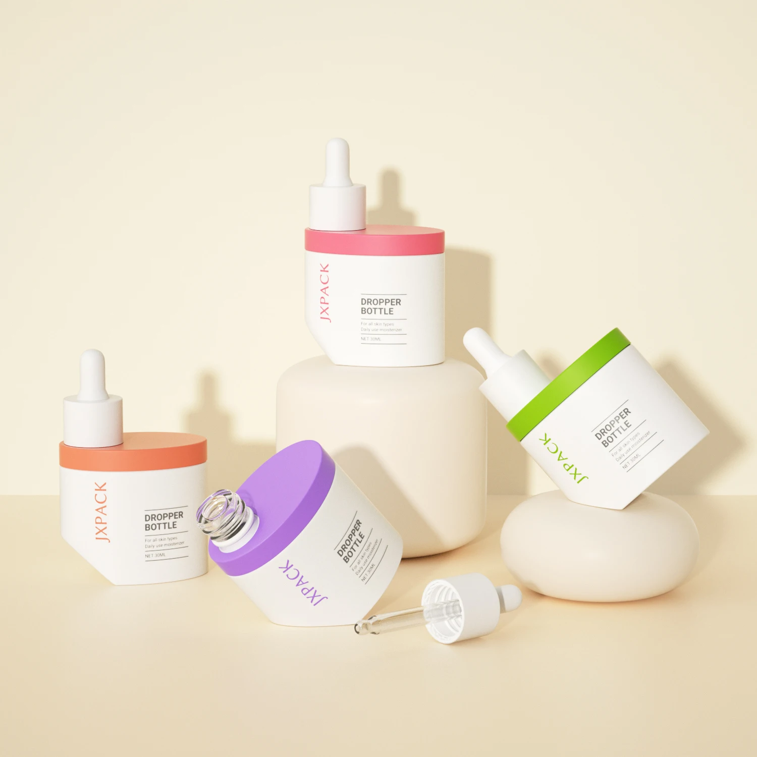 irregular unique shape 1oz luxury serum pump bottle 30ml pink frosted glass oil serum pipette dropper bottle with dropper