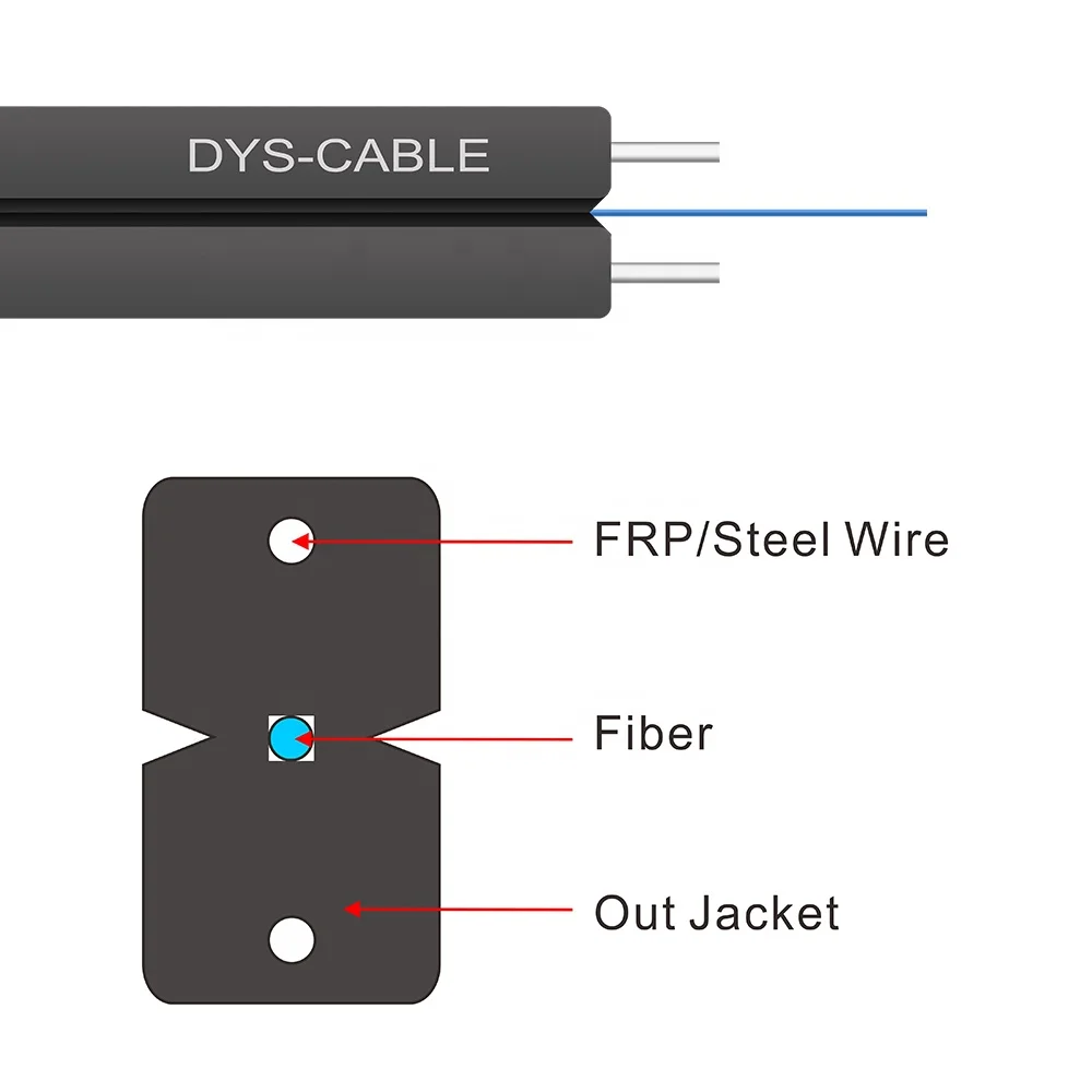  Fiber Optic 1 Core 1km 2km 3km Plywood Drum Ftth Drop Cable Single Mode