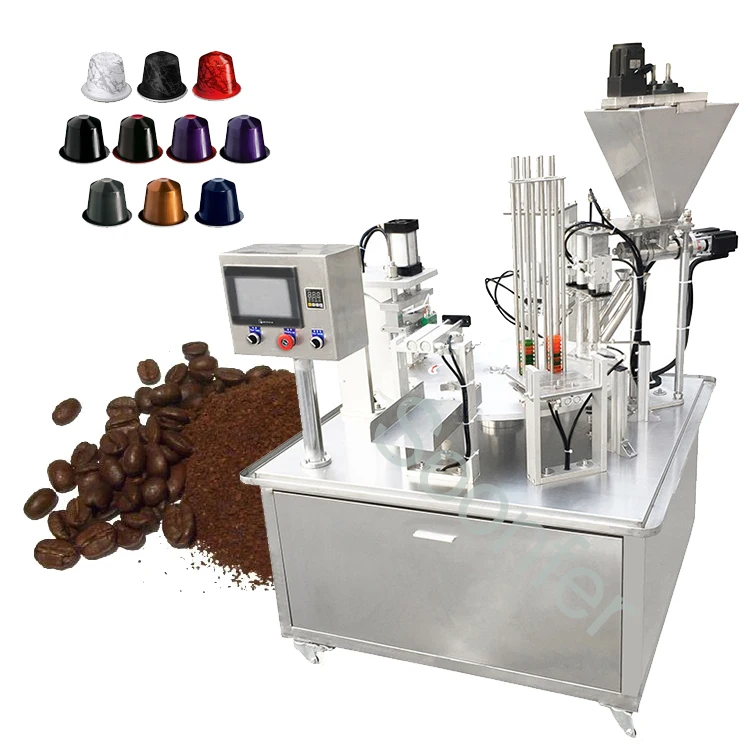 Automatic plastic aluminium small tea all in one coffee capsule filling and sealing machine price