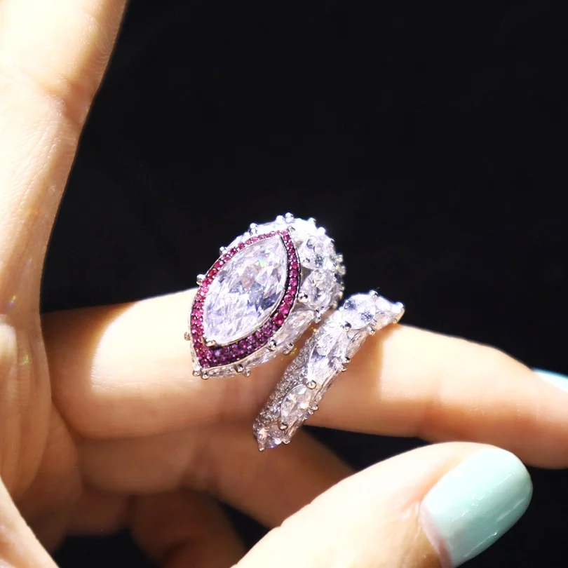 Хип-хоп 925 пробы серебро Циркон животное Золотое Ювелирное кольцо змея кольцо для женщин 2021