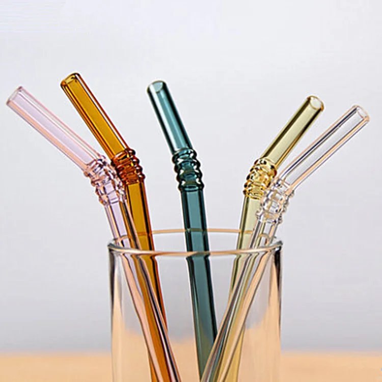 
Hot Products Recyclable Color Customization 8mm custom logo glass straw 