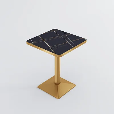 China Manufactory Wholesale Marble Desktop Coffee Shop Cafe Tables Stainless Steel Metal Leg Dining Table Restaurant Furniture