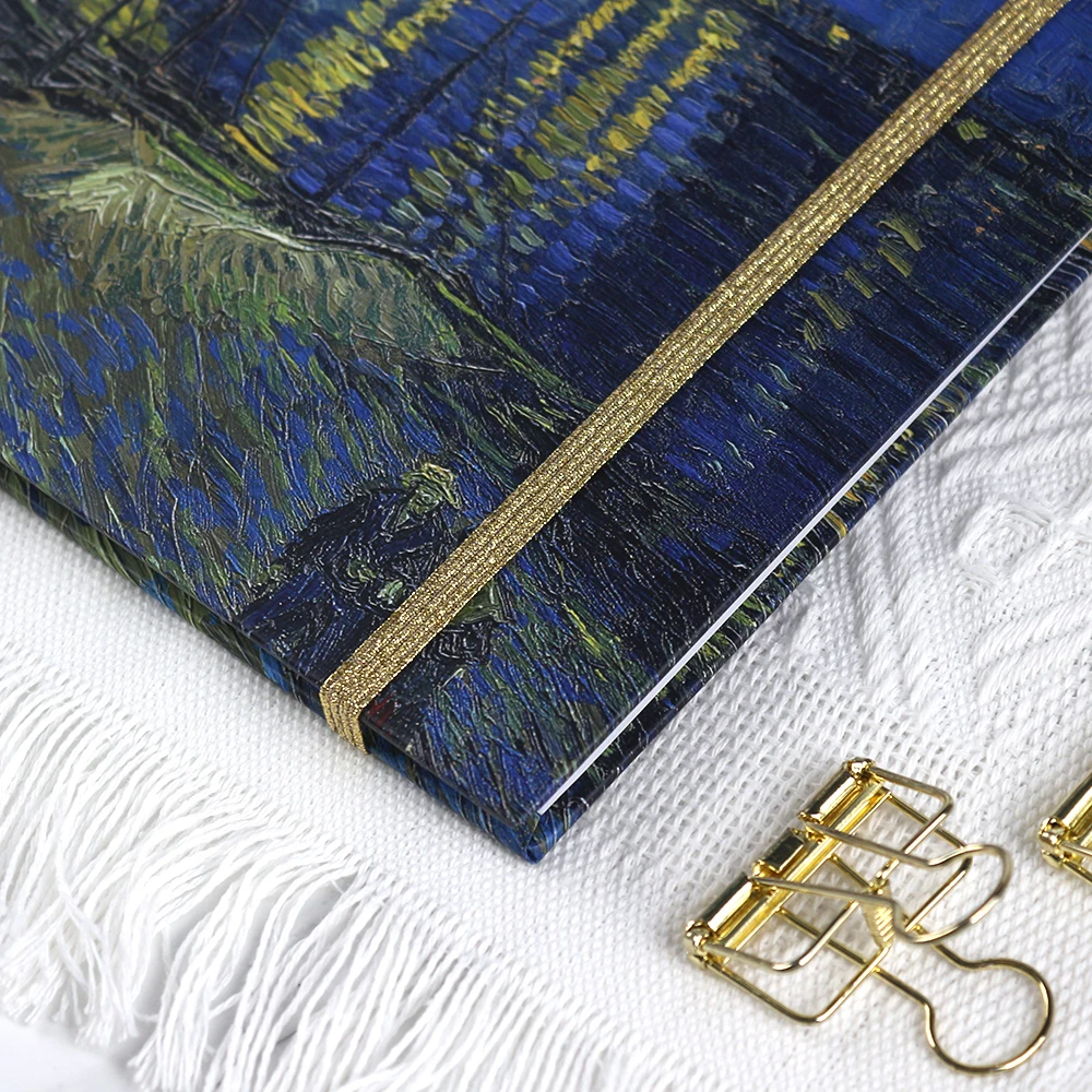 Custom create luxury wire spiral A5 A4 business diary gold elastic closure journals notebook custom printing