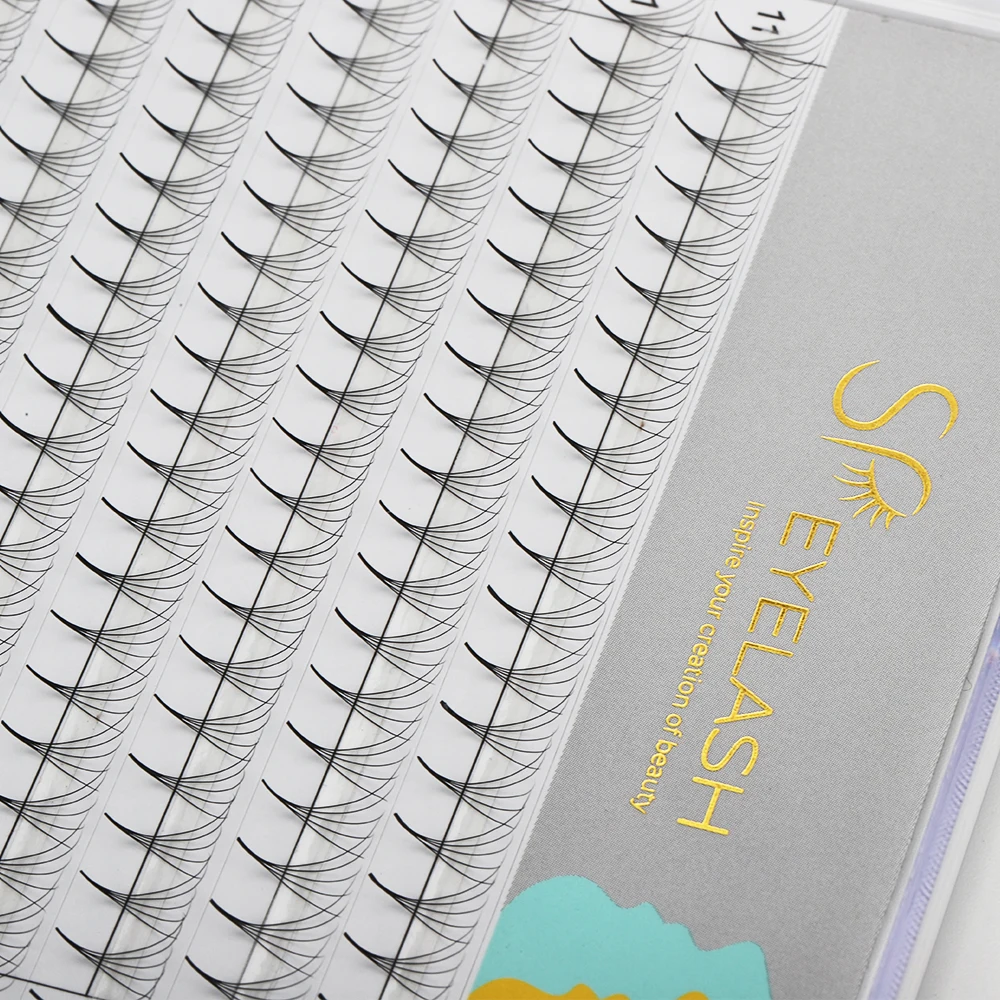 6D 0.05mm Pointy Base Premade Eyelash Fans Manufacturer Volume Fans Eyelash Extension Customized Pre Made Fans 8mm-18mm 1 Tray