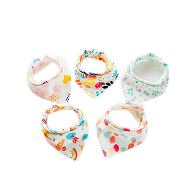 Newborn Absorbent Cloth Baby Bibs Waterproof Triangle Cotton Cartoon Child Bibs