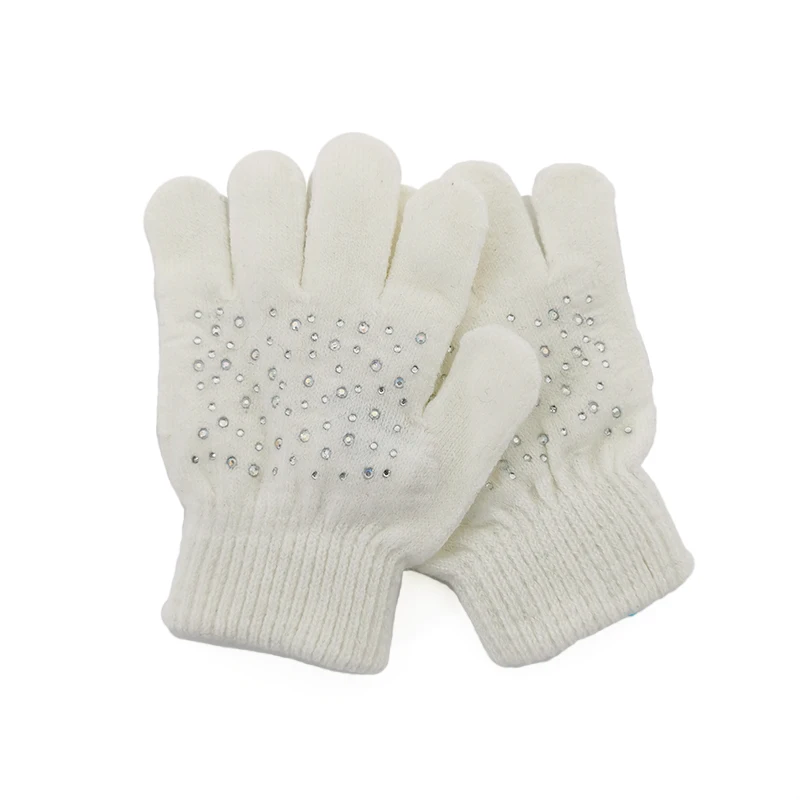 Fashion kids magic gloves knitted kids warm gloves plain color kids warm custom gloves with hot drilling