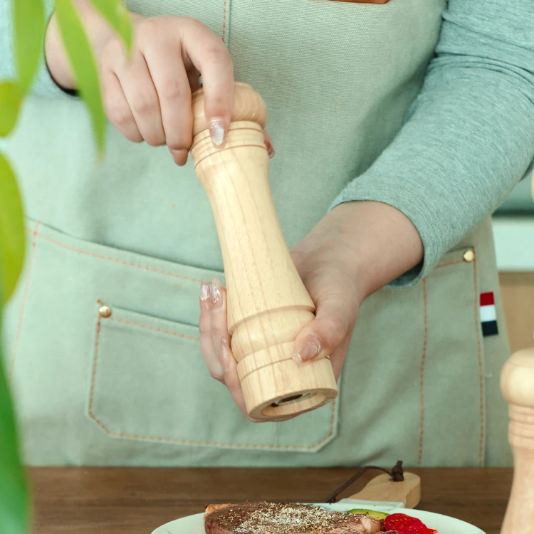 2024 professional good grip Adjustable ceramic mechanism manual Wooden Salt and Pepper Shaker seasoning Spice Grinder mill