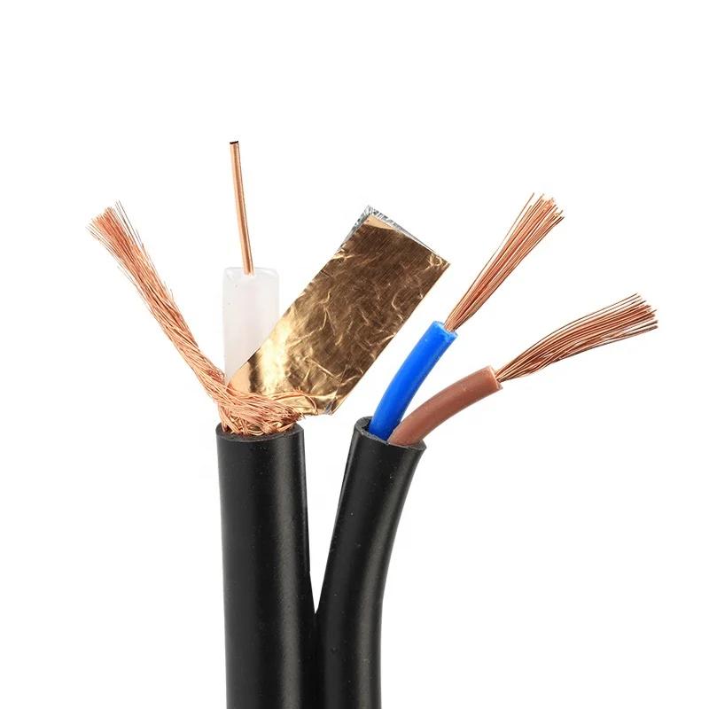 Top Quality oem cable manufacturer of camera cctv coaxial cabling wire CCA rg59 coaxial cable with power