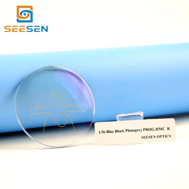 Danyang factory price 1.56 blue cut uv420 progressive HMC multifocal photochromic eyeglasses lenses