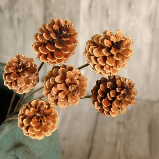 Hot sale christmas decorations hanging christmas trees with gold plated pine cones and pinecone with bamboo poples