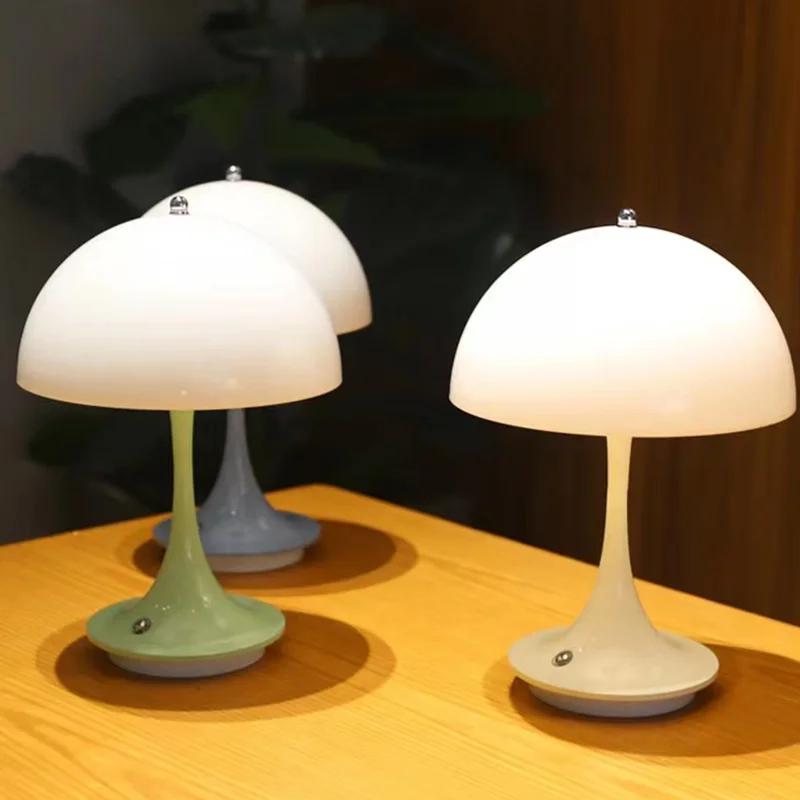 White Decoration Mushroom Touch 3Color Nordic Semicircle Indoor Bedroom LED Study Table Lamp