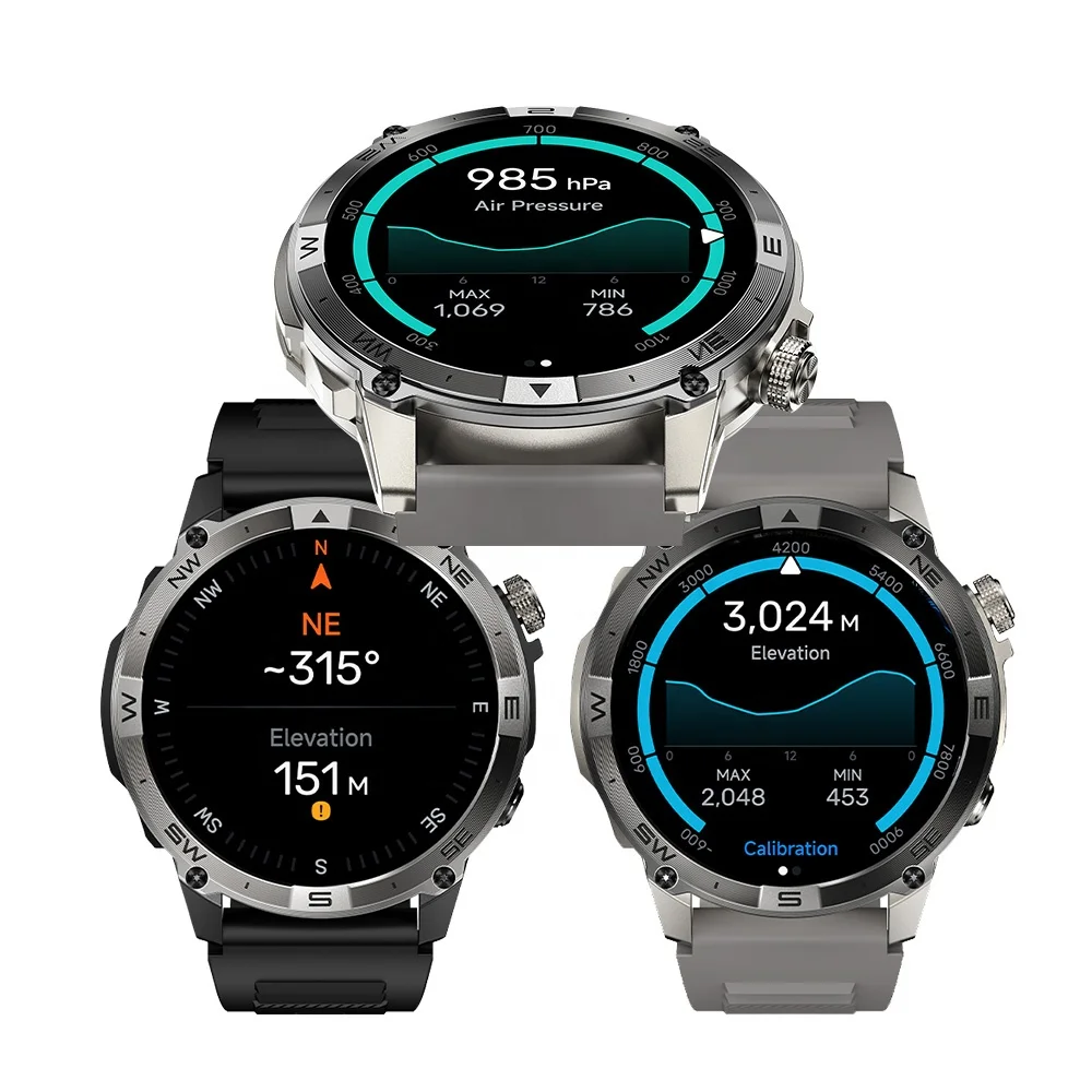 HK08 1.43 inch Amoled Screen air pressure Sport Outdoor GPS Atmospheric Altitude waterproof Bracelet relojes Smart Watch