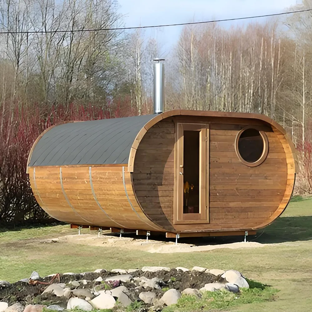 Enjoytech New Cube Sauna Room-Red Cedar Wood Large Outdoor Sauna Room with Lights and Speakers In Sale