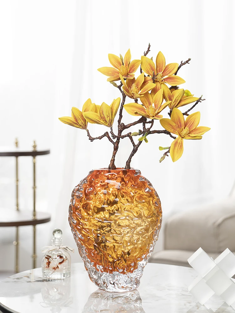 Tall decorative Glass Vase Multicolor Confetti Hand Blown Murano Style Art Glass