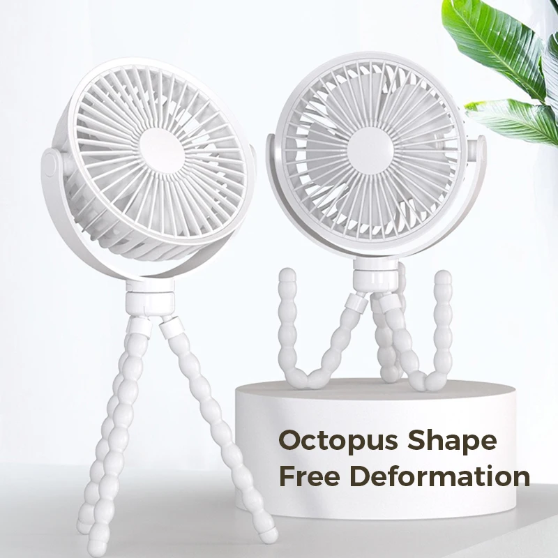 Outdoor Electric Flexible Tripod Clip Octopus Fan Battery Max 5200mah Desktop Car Fans Rechargeable 3 Speed Hand Small Fan