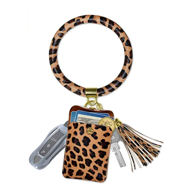 Leather Wristlet Wallet Wholesale Monogram Personalized credit card holder wallet bangle wallet