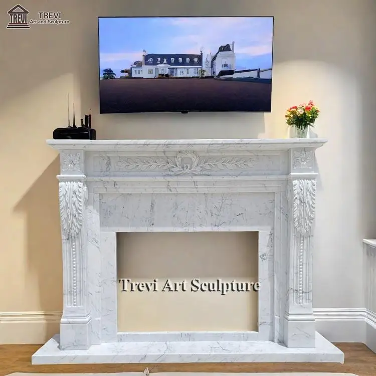 Customized High-quality Italian Carrara Marble Fireplace Mantel Wholesale