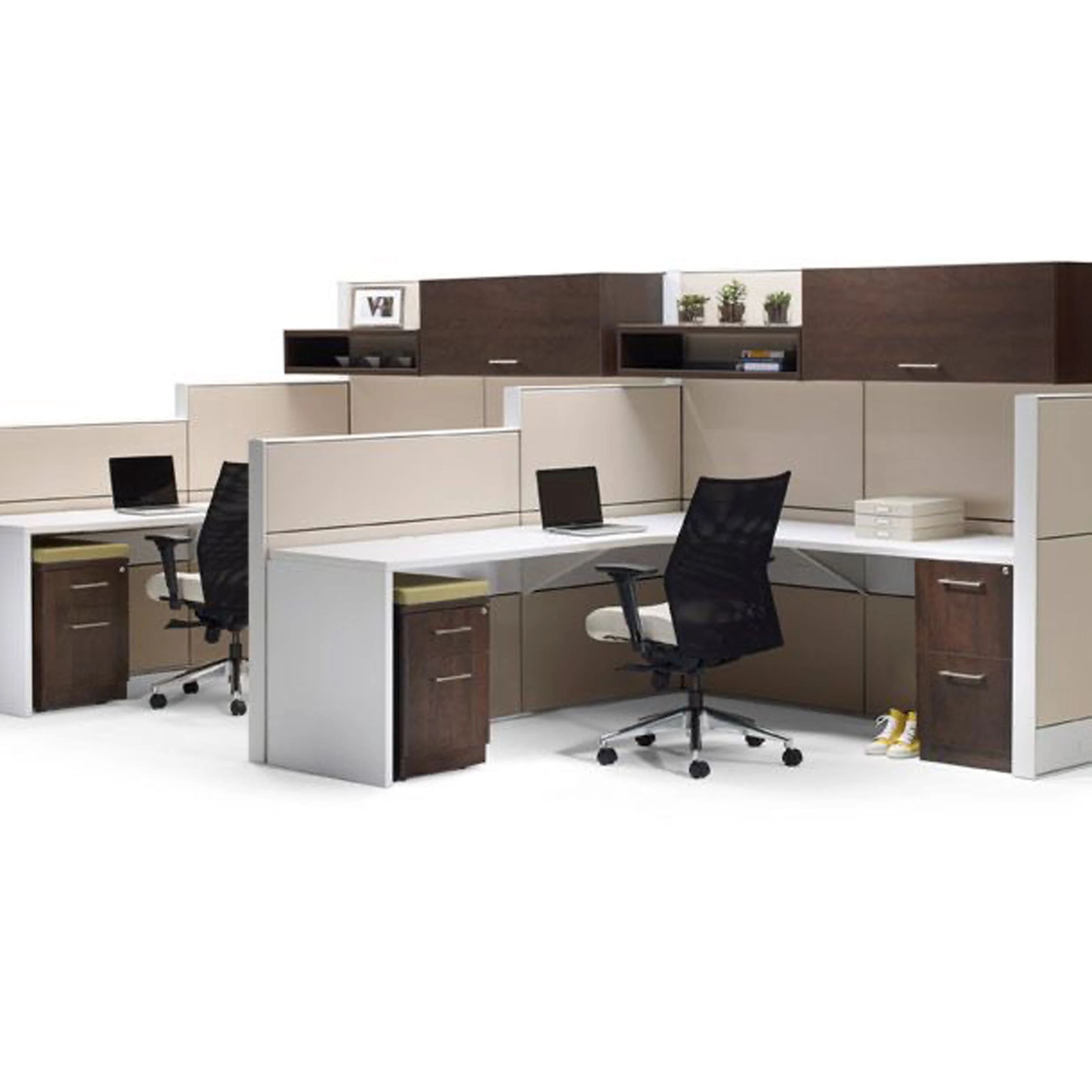 Классическая Высококачественная рабочая станция руководителя на 2 / 4 человека модульная перегородка для кабинета с подвесным шкафом деревянный офисный стол