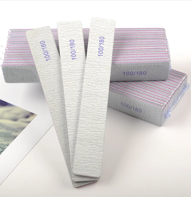 Zebra Curve Nail Files 100/180 Grit Double Sided Gray Buffer Block Files UV Gel Salon DIY Beauty Nails Care Tools