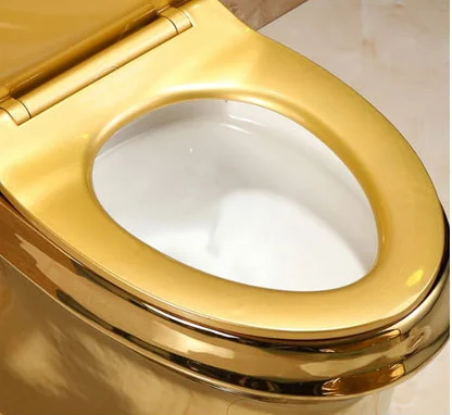 Modern Luxury Sanitary Ware High Quality Golden Color Bathroom Ceramic WC Dual-Flush Toilet Fashion Design