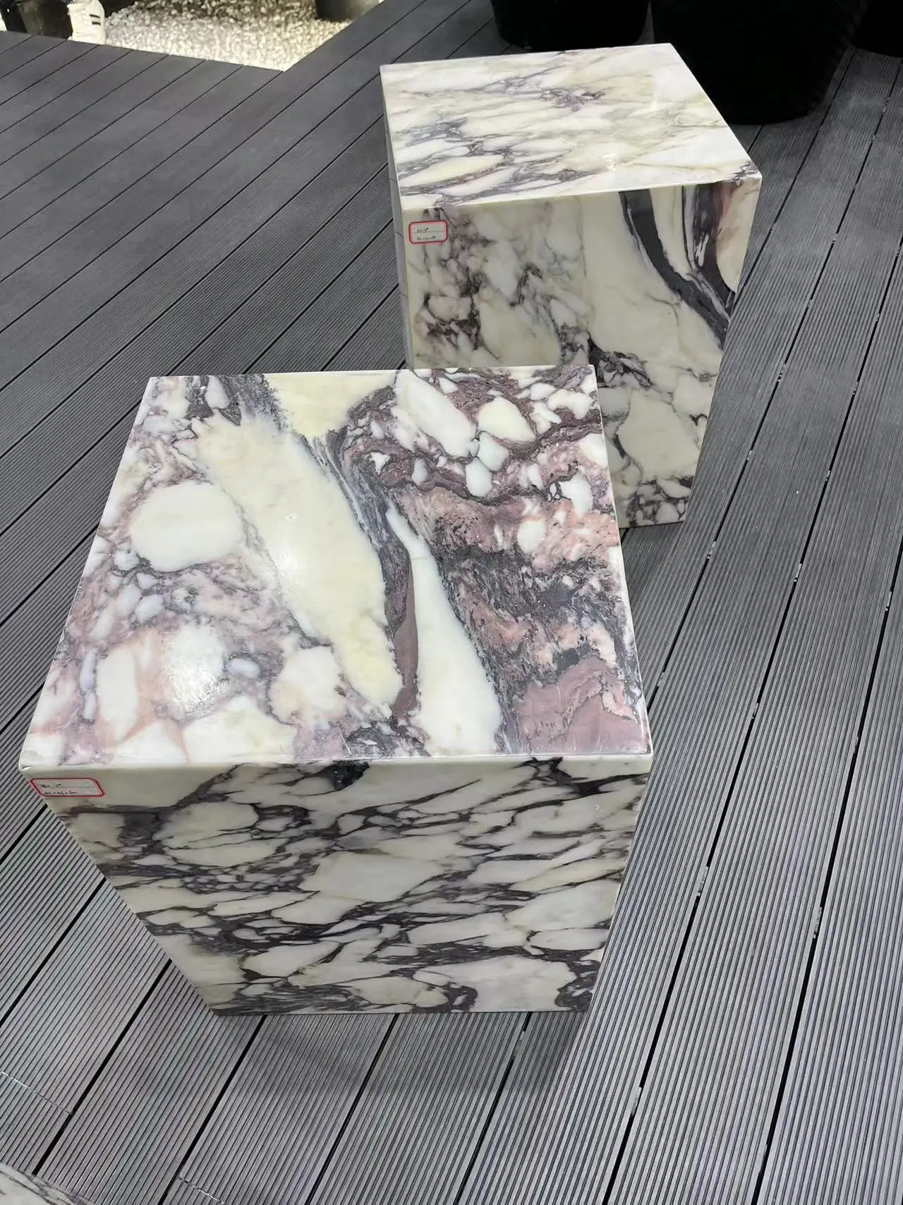 Customized Rectangle Marble Plinth calacatta violet marble side table Pedestal Display Stand sofa table