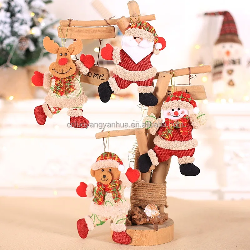 One-Stop Hanging Santa Snowman Reindeer Handmade Gift Characters Tree Decor Christmas Decorations For Collections