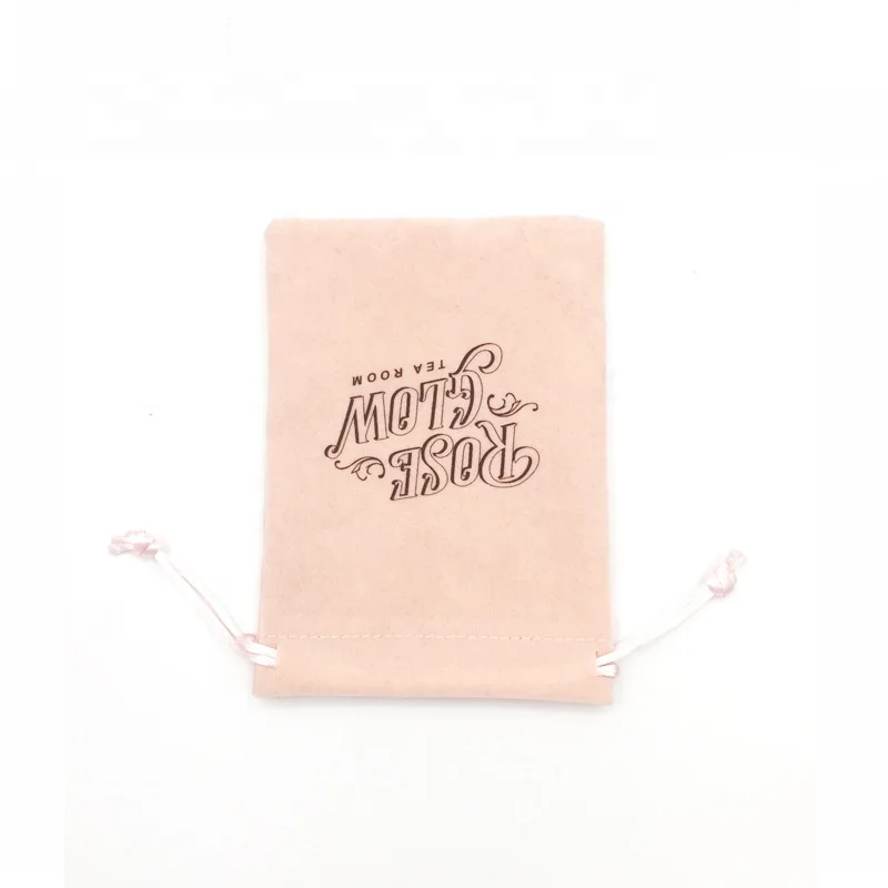 custom printed baby pink drawstring jewelry pouch pale pink velvet pouch fancy light pink bag jewellery pouches with logo