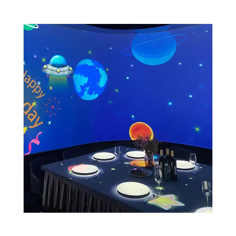 3D Birthday Theme Hologram Interactive Wall Projection System And Interactive Floor Party Immersion Holographic Restaurant