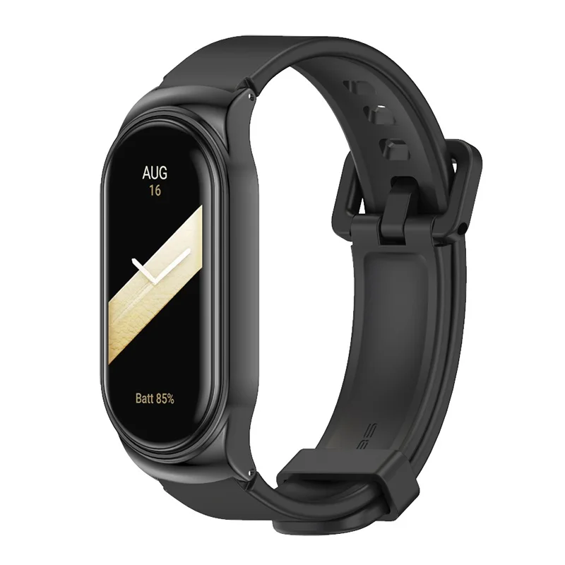 With metal bumper silicone watch strap replacement band for xiaomi mi band8