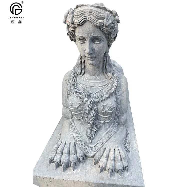 Прямая продажа с завода, статуя Сфинкса из натурального Потертого серого мрамора для женщин