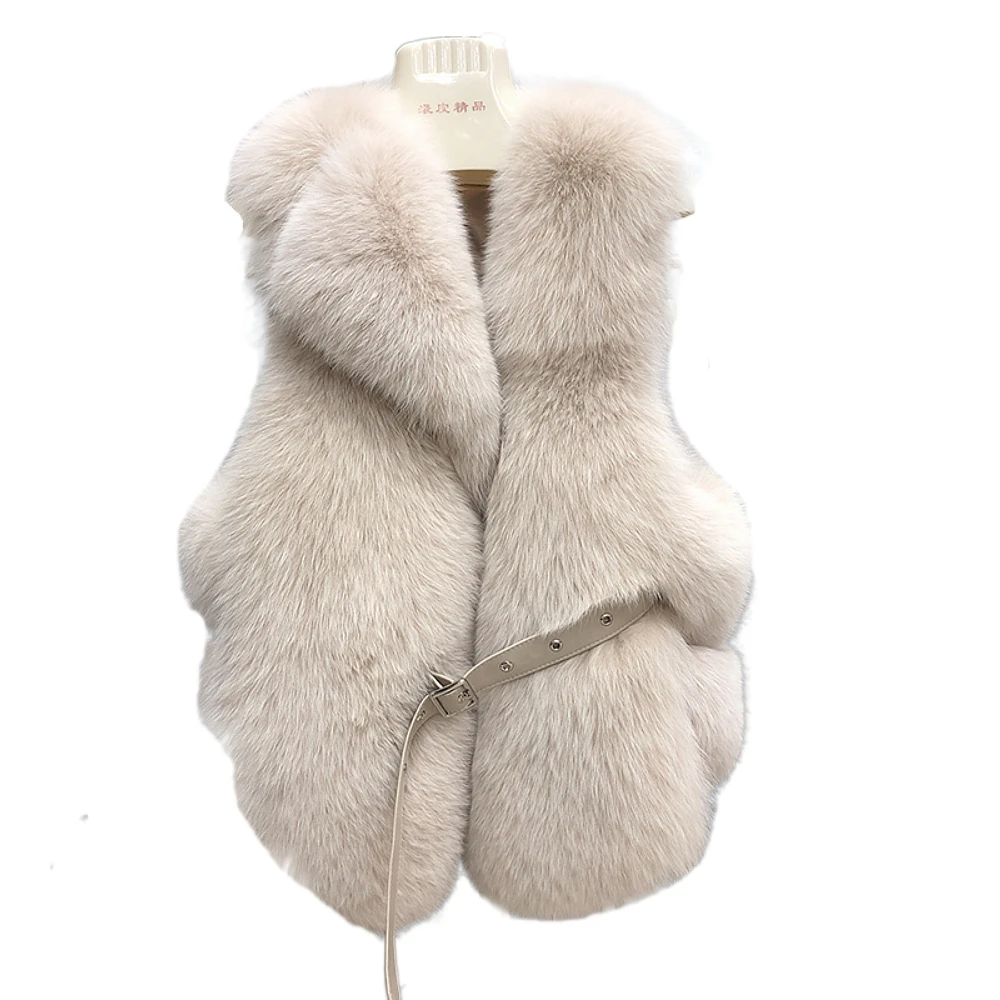 ZDFURS* Natural Real Fox Fur Vest For female  Vest Waistcoat  Fox Vest