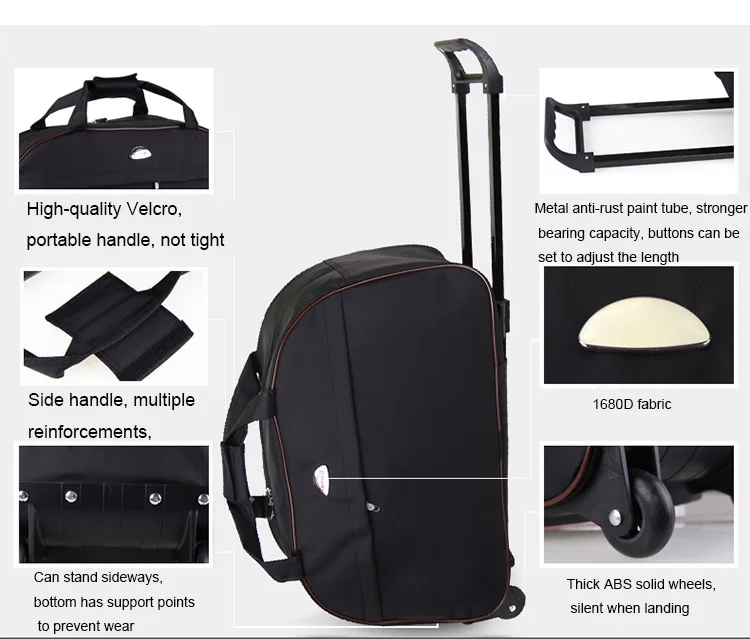 Fashion Custom Large Capacity Luggage Organizer Waterproof Portable Duffel Trolley Travel Bag with Wheels