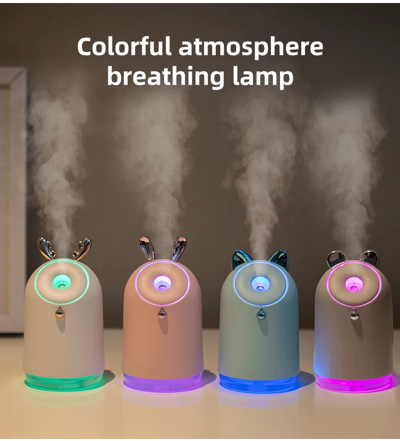 Best quality white USB charge portable seven color light air cooler water sprayer mist makers  mini humidifiers