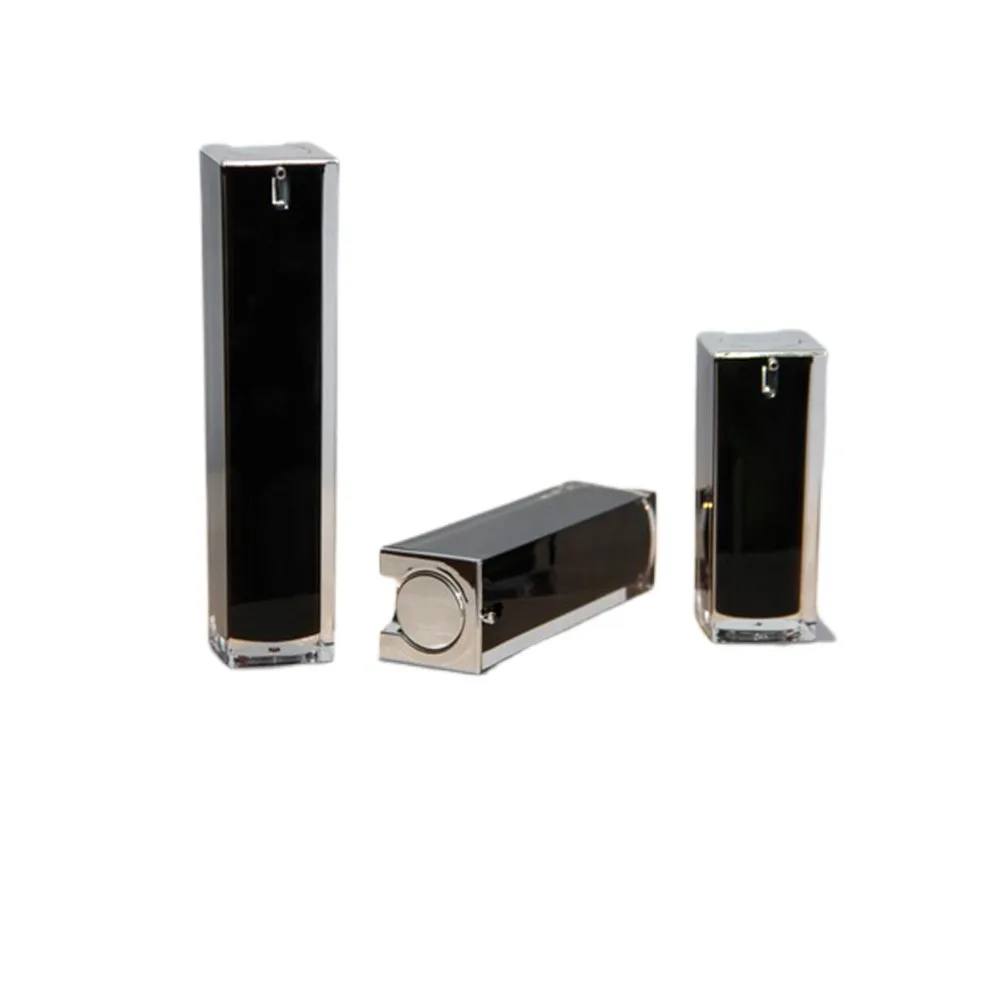 Customized 15ml 30ml 40ml 50ml Gold Square Acrylic Airless Pump Bottle for Cosmetics