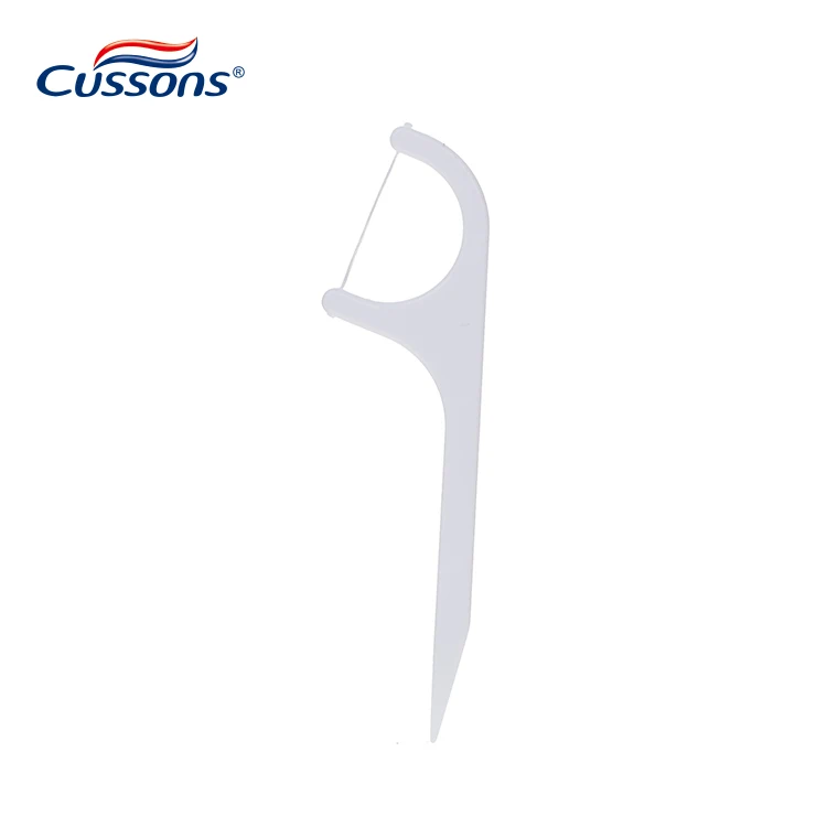 Cheap bulk bottled white plastic dental floss pick with long handle