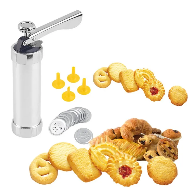 Wholesales Manual Cookie Set Home Kitchen Aluminum Alloy Biscuit Maker 4 Extrusion Mouths Cake Decorating Cookie Extruder