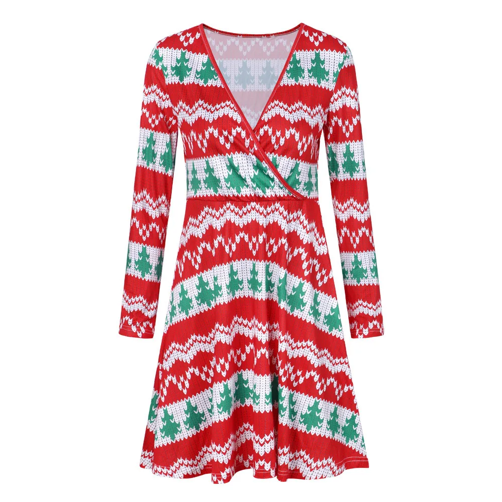 Рождественские Популярные Новые товары, женское Повседневное платье в клетку с цифровым принтом и длинным рукавом, модный осенний кардиган, юбка