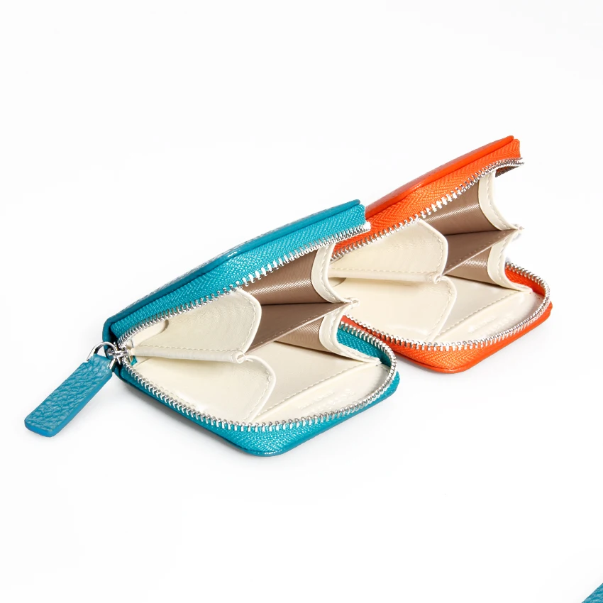 high quality Half Zipper Credit Card Case Ladies Leather Coin Purse Wallet cute round coin bag wallet