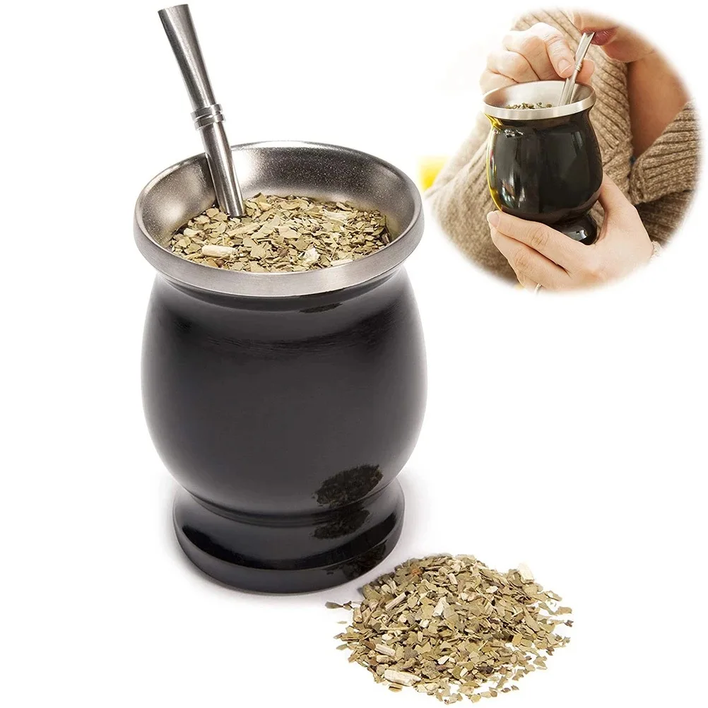 Изготовленный на заказ набор из нержавеющей стали с двумя стенками Yerba Mate One Cup 2 Bombillas (солома) и щетка