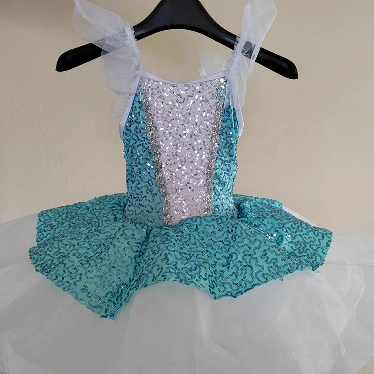 shiny sequin fabric Kids Dance Leotards Slim Ballet Dress Bubble Skirts Child Gymnastics Practice Bodysuit Ballerina Clothes