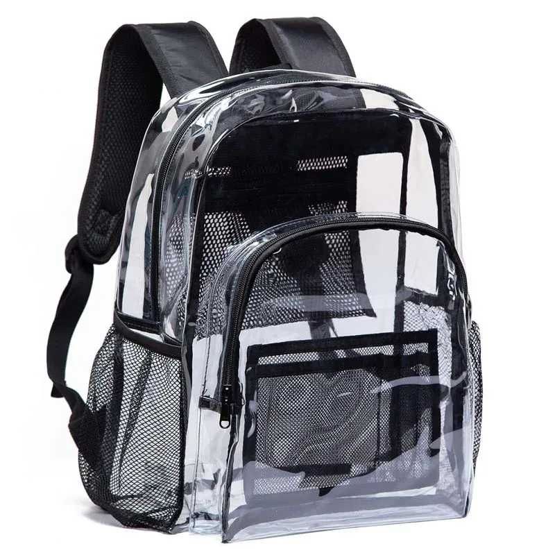 Reinforced Padded Straps Clear Heavy Duty Backpack Transparent Pvc Backpack